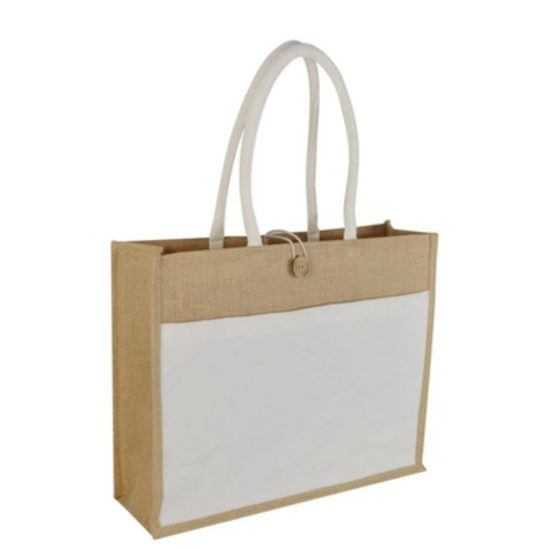 Jute Bag with canvas pocket
